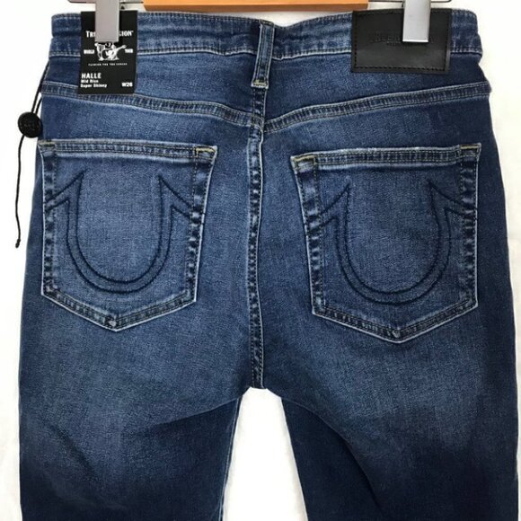 Nwt True Religion Halle Mid Rise Super Skinny Distressed  Jeans Size 26 - Picture 5 of 7